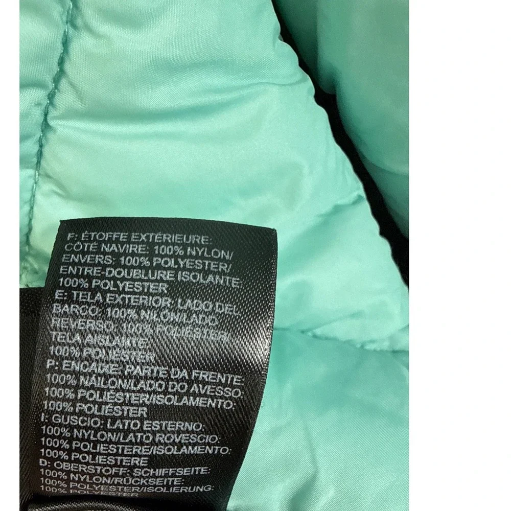 The North Face Reversible Hooded Jacket Girls L 14/16 Teal Or Striped Mossbud